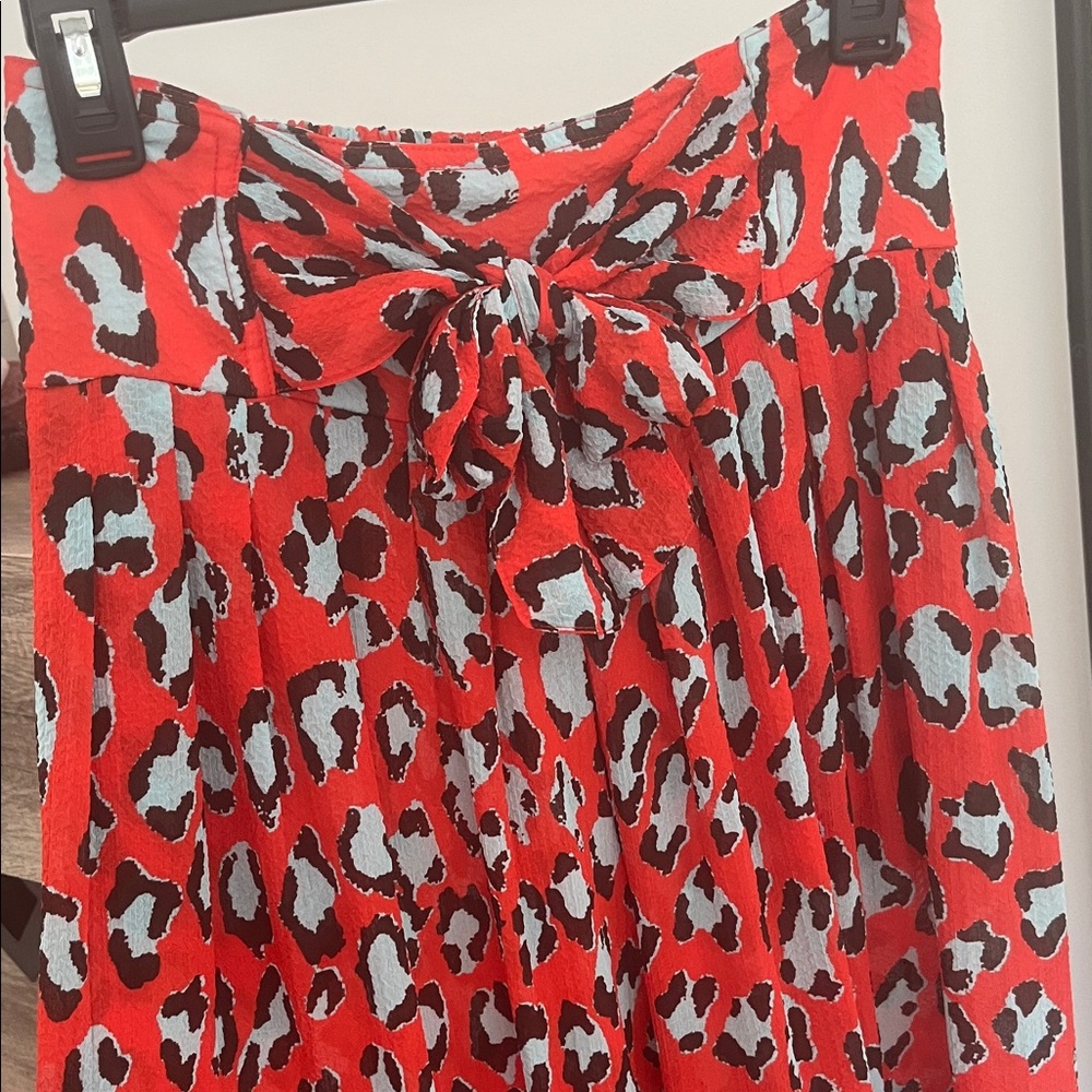 Vibrant Red Leopard Print Wide Leg Pants